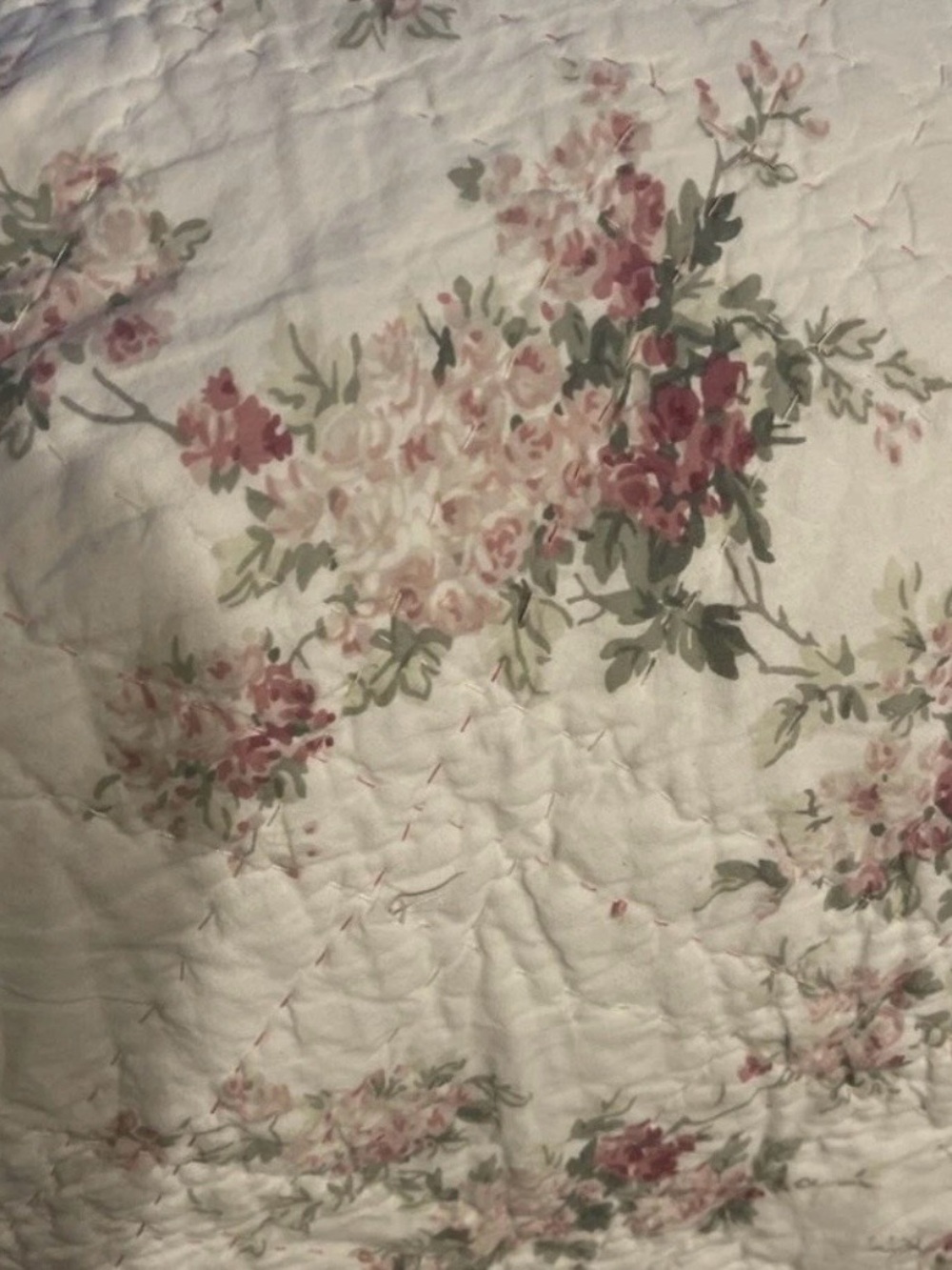 2 Rachel Ashwell Simply Shabby Chic Cabbage Rose Floral Quilted Standard Shams